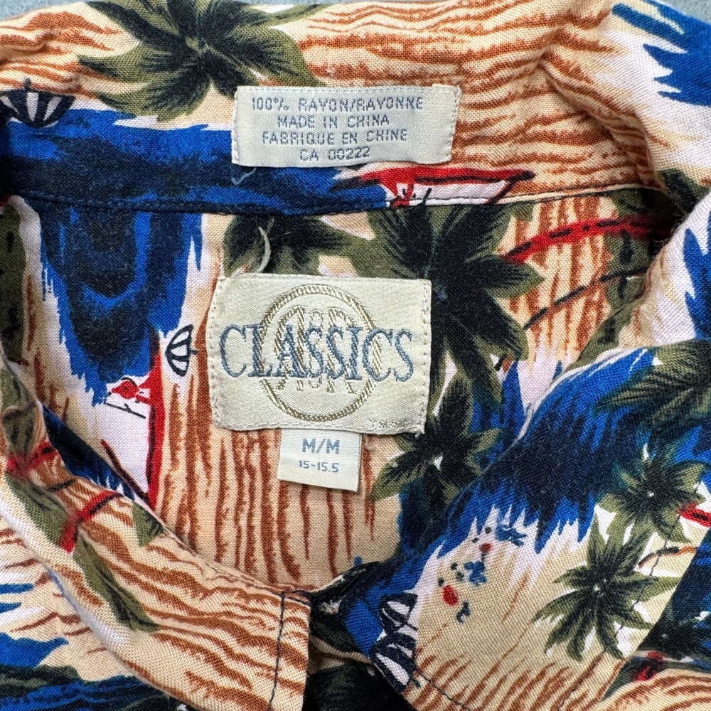 Classics Rayon Hawaiian Shirt Men's Medium Tropical Sailboat Button Down Vintage - Picture 5 of 5